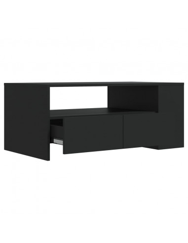 Tavolino da Salotto Nero 102x55x42 cm in Legno Compensato