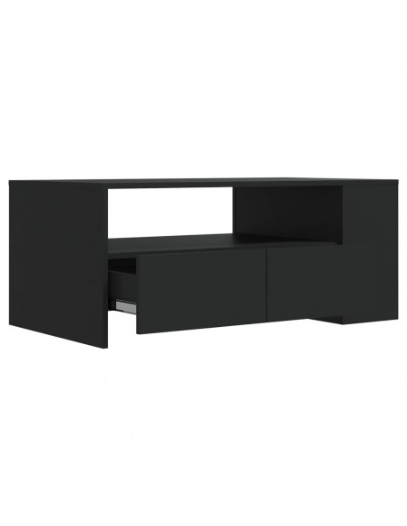 Tavolino da Salotto Nero 102x55x42 cm in Legno Compensato
