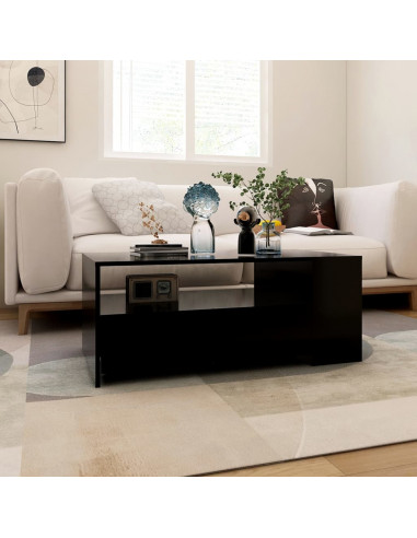 Tavolino da Salotto Nero 102x55x42 cm in Legno Compensato