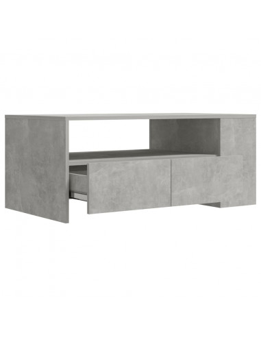 Tavolino Salotto Grigio Cemento 102x55x42 cm Legno Compensato