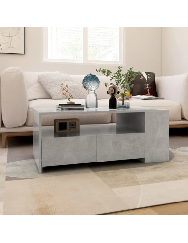 Tavolino Salotto Grigio Cemento 102x55x42 cm Legno Compensato