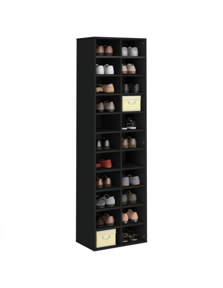 Scarpiera Nera 54x34x183 cm in Truciolato