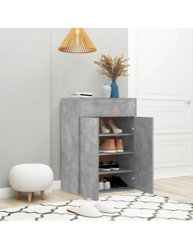 Scarpiera Grigio Cemento 60x35x84 cm in Legno Multistrato