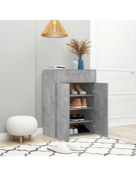 Scarpiera Grigio Cemento 60x35x84 cm in Legno Multistrato