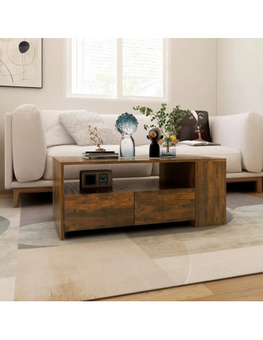 Tavolino da Salotto Rovere Fumo 102x55x42 cm Legno Multistrato