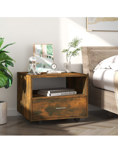 Tavolino da Salotto Rovere Fumo 55x55x40cm in Legno Multistrato