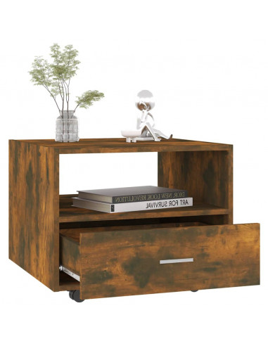 Tavolino da Salotto Rovere Fumo 55x55x40cm in Legno Multistrato