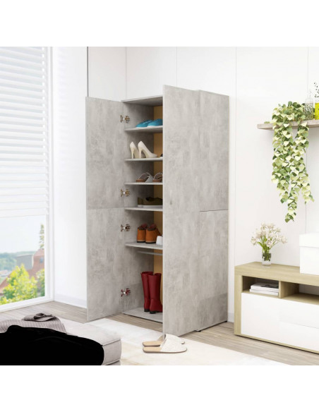 Scarpiera Grigio Cemento 80x39x178 cm in Legno Multistrato