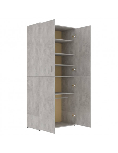 Scarpiera Grigio Cemento 80x39x178 cm in Legno Multistrato