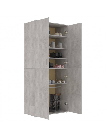 Scarpiera Grigio Cemento 80x39x178 cm in Legno Multistrato