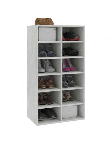 Scarpiera Grigio Cemento 54x34x100,5 cm in Legno Multistrato