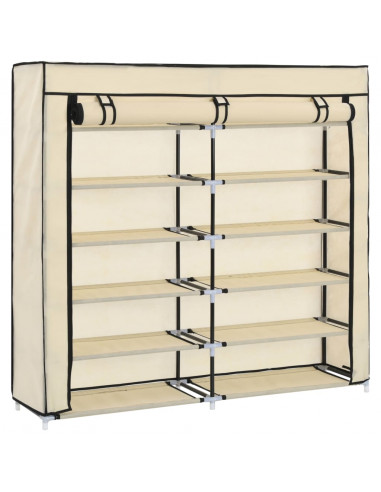 Scarpiera Coperta Crema 115x28x110 cm in Tessuto