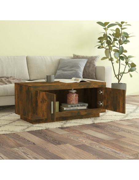 Tavolino da Salotto Rovere Fumo 102x50x45 cm Legno Multistrato