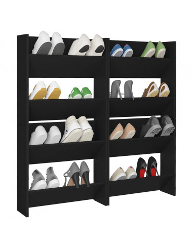 Scarpiere a Muro 4 pz Nere 60x18x60 cm in Legno Multistrato