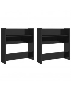 Scarpiere a Muro 2pz Nero Lucido 60x18x60cm Legno Multistrato 2