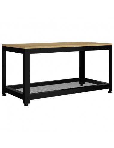Tavolino Salotto Marrone Chiaro e Nero 90x45x45 cm MDF e Ferro
