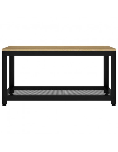 Tavolino Salotto Marrone Chiaro e Nero 90x45x45 cm MDF e Ferro