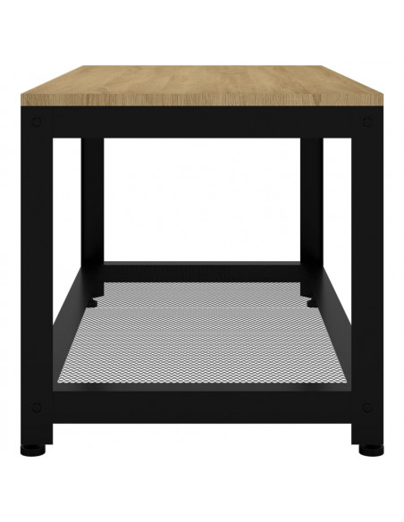 Tavolino Salotto Marrone Chiaro e Nero 90x45x45 cm MDF e Ferro