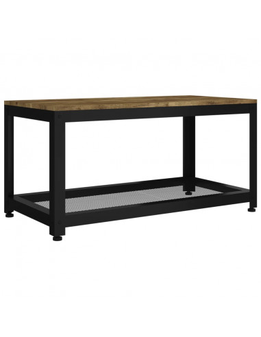 Tavolino Salotto Marrone Scuro e Nero 90x45x45cm in MDF e Ferro