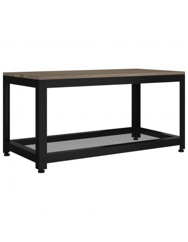Tavolino da Salotto Grigio e Nero 90x45x45 cm in MDF e Ferro