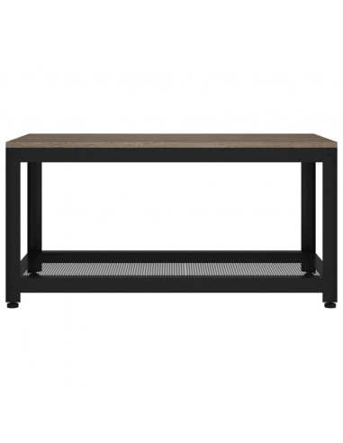Tavolino da Salotto Grigio e Nero 90x45x45 cm in MDF e Ferro