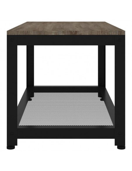 Tavolino da Salotto Grigio e Nero 90x45x45 cm in MDF e Ferro