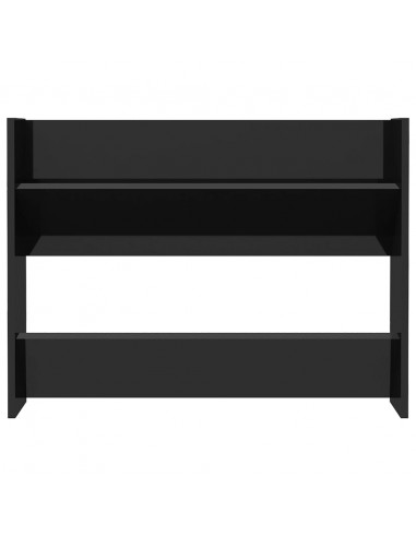 Scarpiera a Muro Nero Lucido 80x18x60 cm in Legno Multistrato