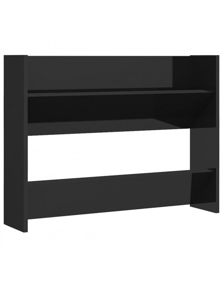 Scarpiere a Muro 2pz Nero Lucido 80x18x60cm Legno Multistrato