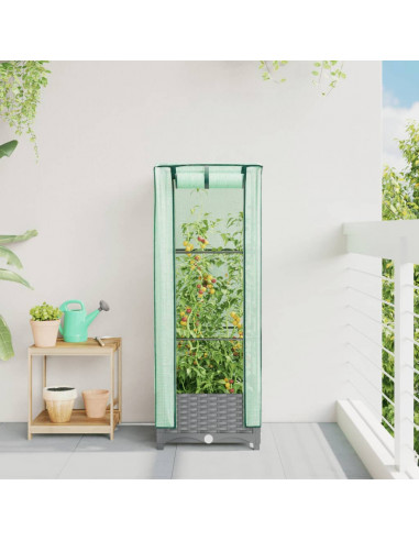 Letto Rialzato con Copertura Serra Effetto Rattan 40x40x123 cm