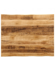 Piano Tavolo Bordi Vivi 100x80x2,5 cm Legno di Mango Grezzo 2