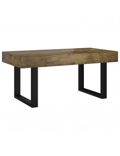 Tavolino Salotto Marrone Scuro e Nero 90x45x40cm in MDF e Ferro 2