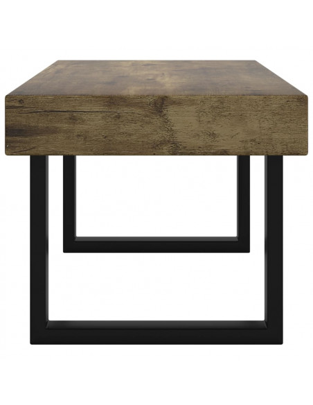 Tavolino Salotto Marrone Scuro e Nero 90x45x40cm in MDF e Ferro