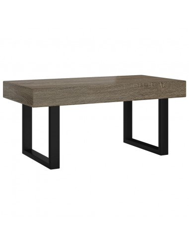 Tavolino da Salotto Grigio e Nero 90x45x40 cm in MDF e Ferro