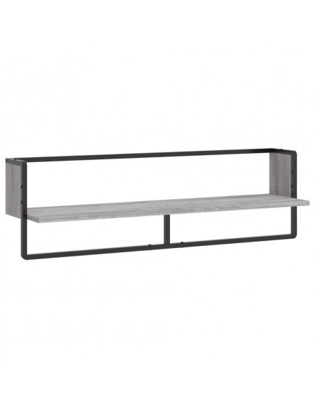 Mensola a Parete con Asta Grigio Sonoma 100x25x30 cm