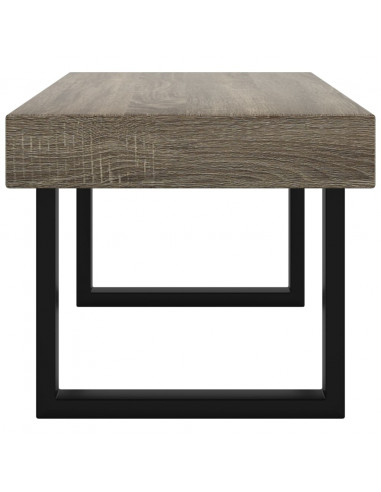 Tavolino da Salotto Grigio e Nero 90x45x40 cm in MDF e Ferro