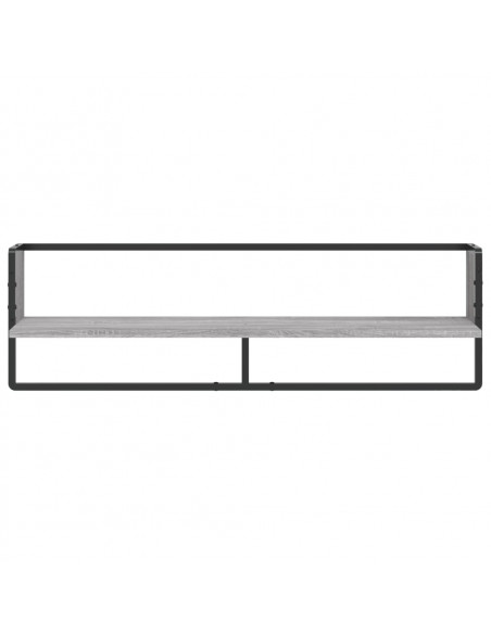 Mensola a Parete con Asta Grigio Sonoma 100x25x30 cm