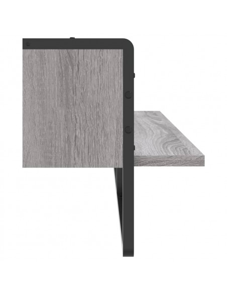 Mensola a Parete con Asta Grigio Sonoma 100x25x30 cm