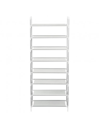 Scarpiera con 8 Ripiani Metallo e Tessuto non Tessuto Argento