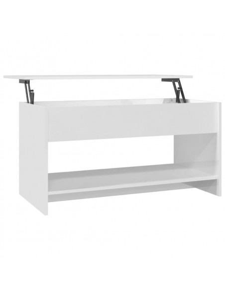 Tavolino Salotto Bianco Lucido 102x50x52,5 cm Legno Multistrato