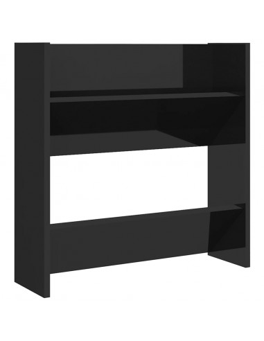 Scarpiera a Muro Nero Lucido 60x18x60 cm in Legno Multistrato