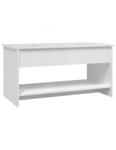 Tavolino Salotto Bianco Lucido 102x50x52,5 cm Legno Multistrato