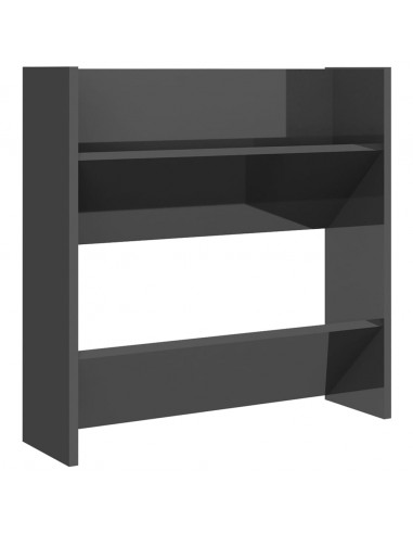 Scarpiera a Muro Grigio Lucido 60x18x60 cm in Legno Multistrato
