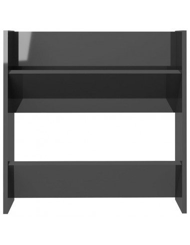 Scarpiera a Muro Grigio Lucido 60x18x60 cm in Legno Multistrato