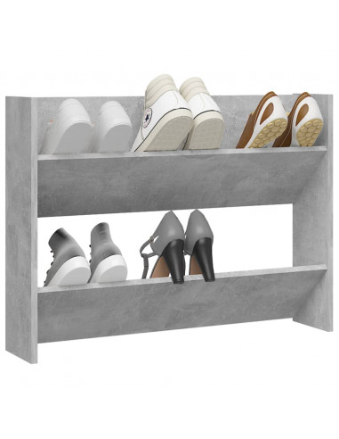 Scarpiera a Muro Grigio Cemento 80x18x60cm in Legno Multistrato