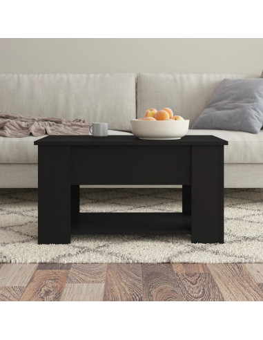 Tavolino da Salotto Nero 79x49x41 cm in Legno Multistrato