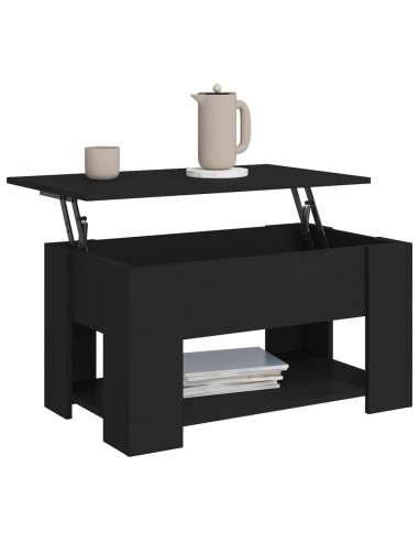 Tavolino da Salotto Nero 79x49x41 cm in Legno Multistrato