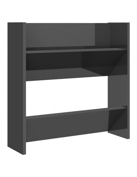 Scarpiere a Muro 4pz Grigio Lucido 60x18x60cm Legno Multistrato