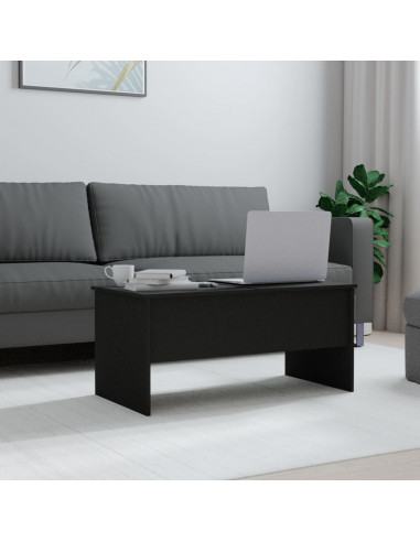 Tavolino da Salotto Nero 102x50,5x46,5 cm in Legno Multistrato