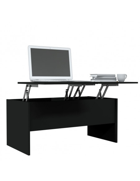 Tavolino da Salotto Nero 102x50,5x46,5 cm in Legno Multistrato