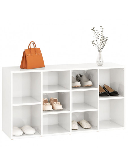Scarpiera Panchina Bianco Lucido 103x30x54,5 cm Multistrato